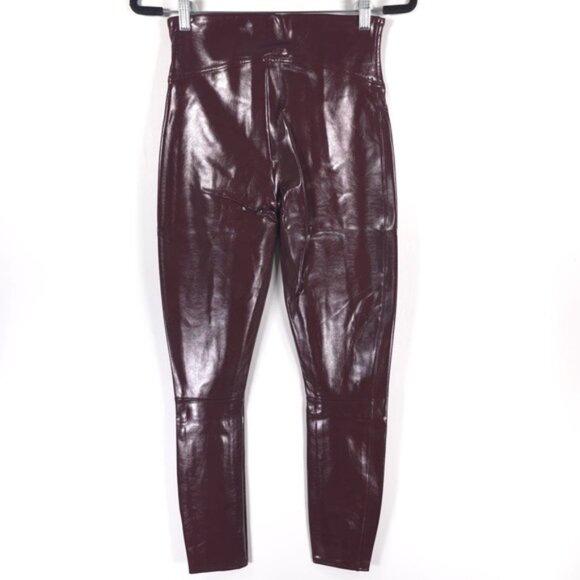 NWT SPANX Women’s Faux Patent Leather Liquid Gloss LEGGINGS 20301R Ruby MEDIUM - Picture 2 of 16